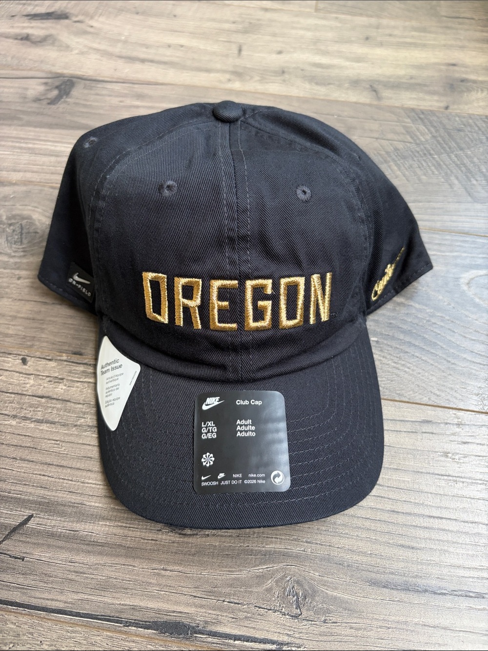Nike on field Black & Gold OREGON Ducks Embroidered Baseball Cap